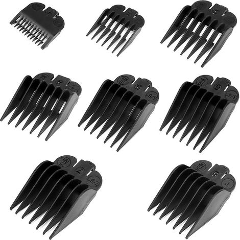 Sabot De Guidage - 8 Pièces - Hauteur De Coupe Codée - Compatible Avec Tondeuses À Cheveux Professionnelles - Noir (1/5)