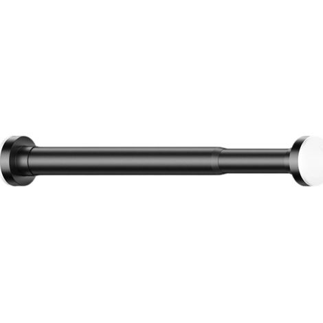 Tringle à rideau rétractable, 55-85 cm, fixation par pression, télescopique, sans perçage, à ressort réglable pour fenêtres, salle de bain, chambre à coucher - Noir