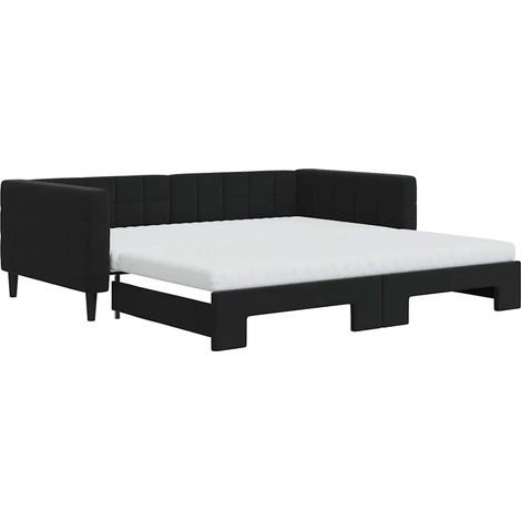 Maison Exclusive - Lit de jour avec lit gigogne et matelas noir 100x200 cm velours