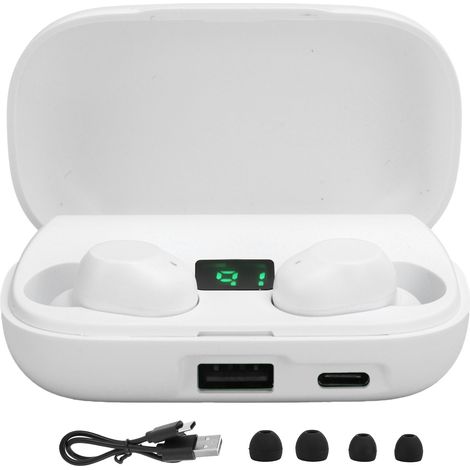 Casque Bluetooth TWS CV-10, écouteurs stéréo binaural sans fil HiFi pour musique et sport, blanc (1/5)