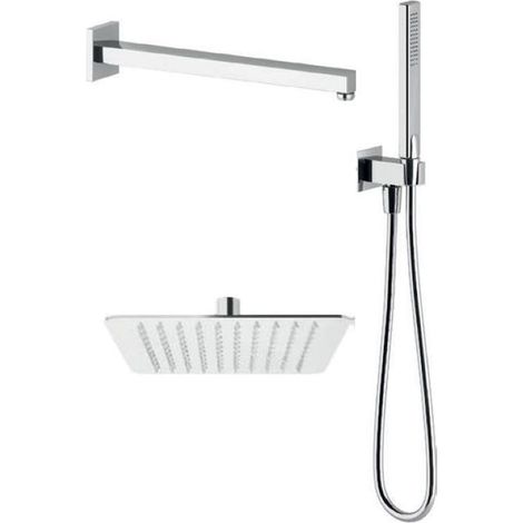 PONSI Kit doccia quadro con soffione 200x200mm, braccio doccia 250mm, supporto doccia, presa d'acqua e do codice prod: BN KIT C KI14