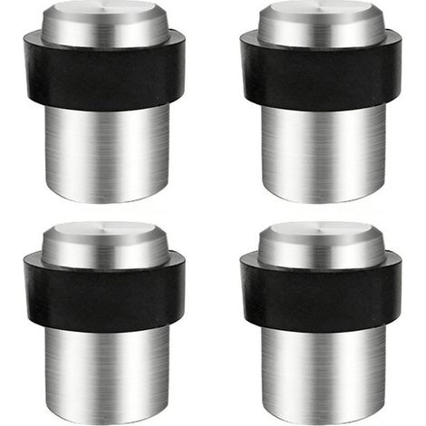 Accessori fermaporta,Diametro 32 mm,Altezza 46 mm,Fermaporta da pavimento in acciaio inox,Viti e adesivo 3M inclusi,Confezione da 4 pezzi (1/5)