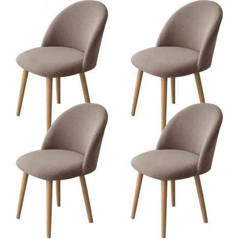 Stuhlhusse - elastisch - für Stühle mit abgerundeter und niedriger Rückenlehne - 90 % Polyester, 10 % Elasthan - 4-teilig (1/5)