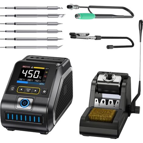 DWS-200 Station de soudage 100-450 °C Élément chauffant en céramique Écran LCD pour électronique, projets de bricolage, réparations (1/5)