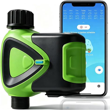 WiFi Watering Timer without Hub, Connected Watering Timer with App Control 2.4 GHz, Automatic Watering, Countdown, Programming, IP65 for Garden Lawn Greenhouse (1/5)