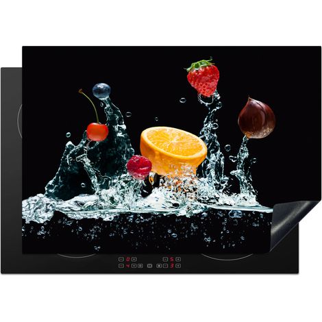 PROTECTION PLAQUE INDUCTION Eau - Fruit - Orange - Fraise - Cerise - Noir Cuisine Accessoire 75x52 cm
