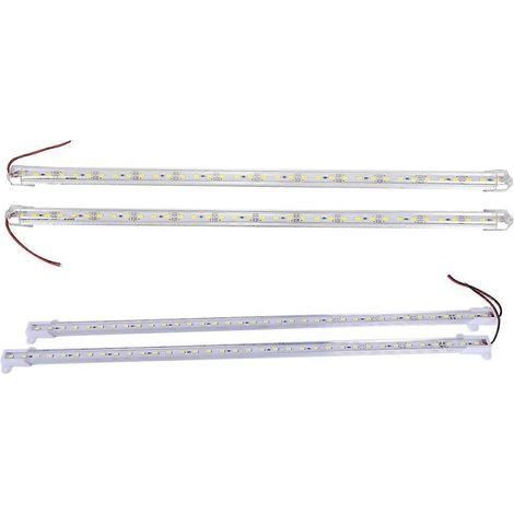 2 barres LED rigides en alliage d'aluminium 12 V 50 cm blanches et 2 bandes LED rigides 36 LED 5630 SMD avec embouts blancs (1/5)