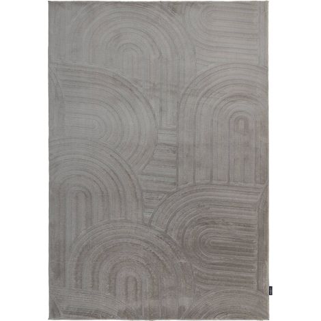 Tapis gris doux à relief graphique style moderne - 230 x 160 cm