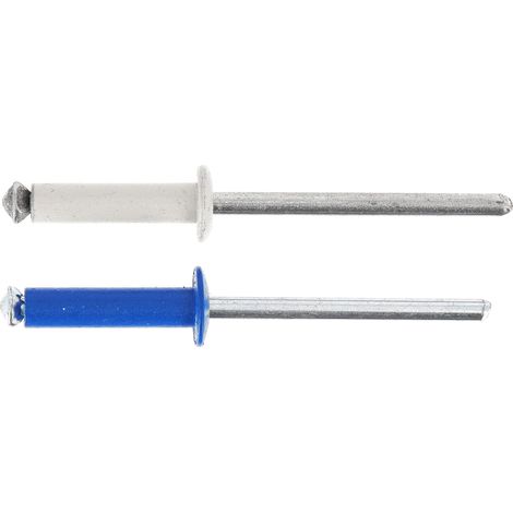 Restagraf - Rivetti Sbocciati Blu, Bianchi per Piastre Immatricolazione - Diametro 4 mm - Lunghezza 26 mm - Rif. 225107 - Blister di 8, grigio/blu (1/5)
