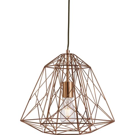 Searchlight Geometric Cage - Sospensione a soffitto a 1 filo di rame, E27 (1/5)