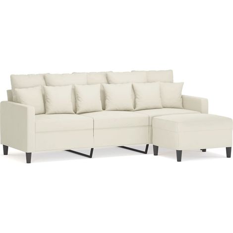 Canapé à 3 places,Sofa pour Salon,Banquette avec repose-pieds Crème 180 cm Velours CFW980852 (1/5)