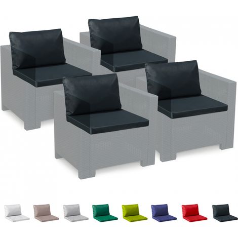 Cuscini ricambio salotto rattan impermeabili Bica Grand Soleil set 4 posti - Nero