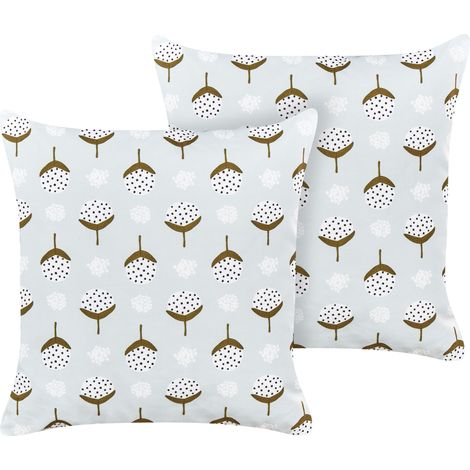Conjunto de 2 cojines de jardín almohada de exterior 45 x 45 cm poliéster motivo geométrico verde claro Cuneo