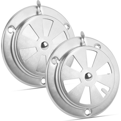 Grille de ventilation ronde en acier inoxydable - Lot de 2 - Aération réglable de 9,5 cm pour barbecue, bateau, camping-car et fumoir - Argent (1/5)
