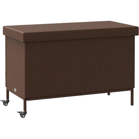 Boîte de rangement de jardin et roues marron résine tressée (1/5)