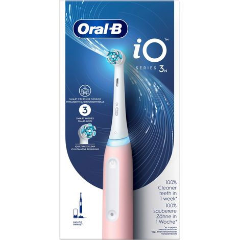 Spazzolino elettrico - ORAL-B - iO 3 - Rosa - Tecnologia a micro-vibrazioni - Sensore di pressione Smart