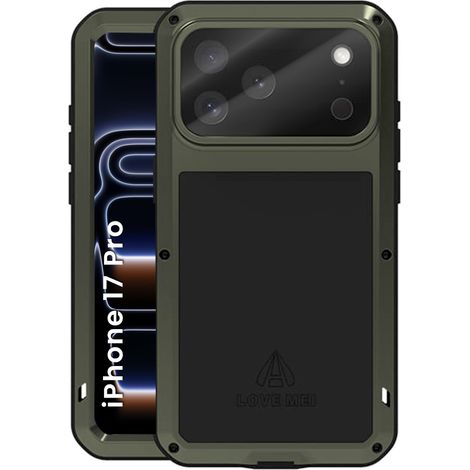 Funda Love Mei para iPhone 17 Pro, reforzada con cristal, verde. (1/5)