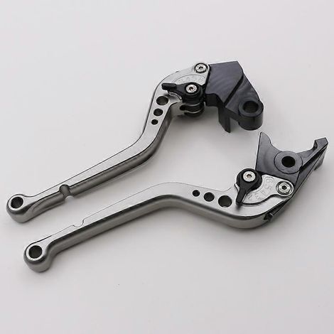 Convient pour la modification de la moto Kawasaki ZX12R 00-05 : levier de frein, d'embrayage et de klaxon en alliage d'aluminium (tige longue grise). (1/5)