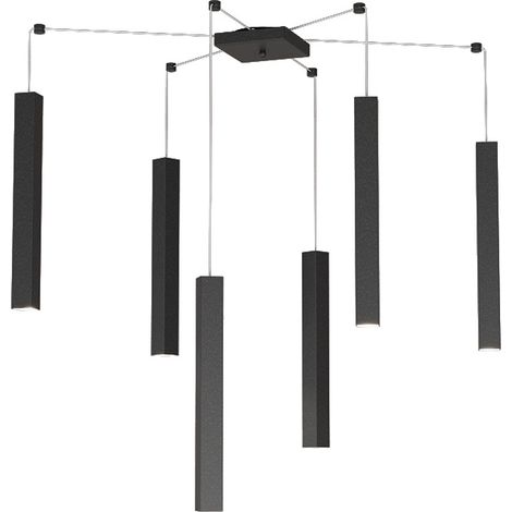 Sospensione Moderna Square Tube Metallo Nero 6 Luci Gu10 (1/4)