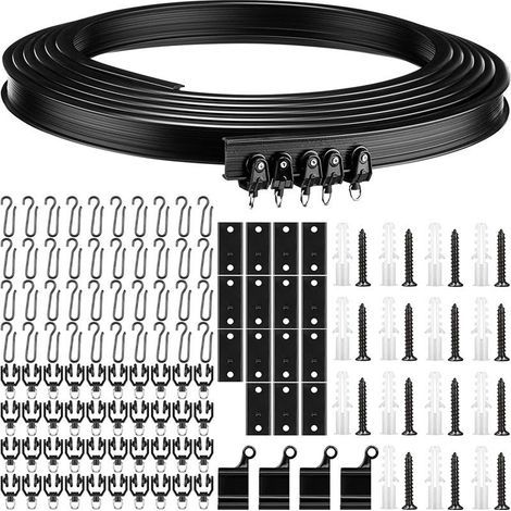 1 set of flexible and foldable ceiling curtain tracks, 3m curtain track, U-shaped flexible rod, shower curtain roller guide (1/5)