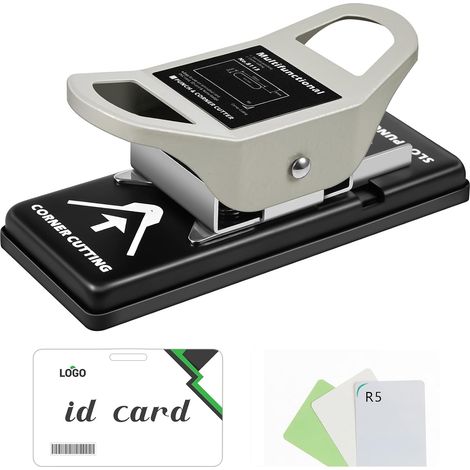 2-in-1 ID Badge Slot Hole Punch 3 x 13 mm and R5 Card Corner Trimmer Dual Use Hand Holding Slot Hole Flat Punch DIY Round Corner Punch Tool for PVC ID Card Name (1/5)