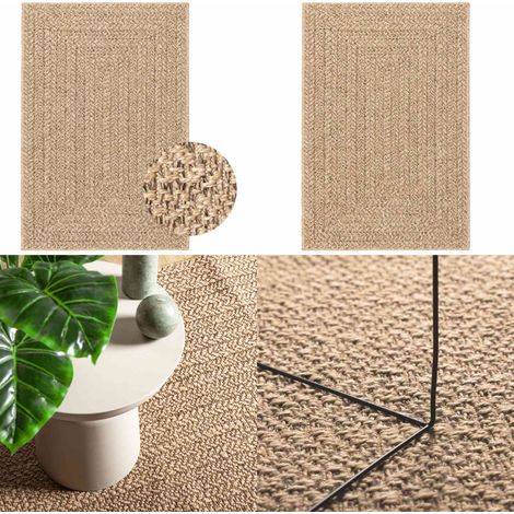 Teppich ZIZUR Beige 100x200 cm Jute-Optik Indoor und Outdoor - Garten
