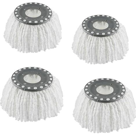 Paquete de 4 cabezales de repuesto redondos de microfibra de 6,3 pulgadas compatibles con la fregona giratoria Hurricane. (1/5)