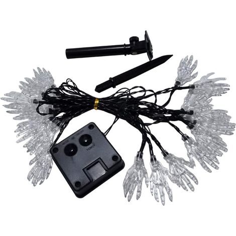 Guirlande Solaire Halloween - Tête De Mort - 5 M - 20 LED - Décoration Extérieure - 1 Pièce
