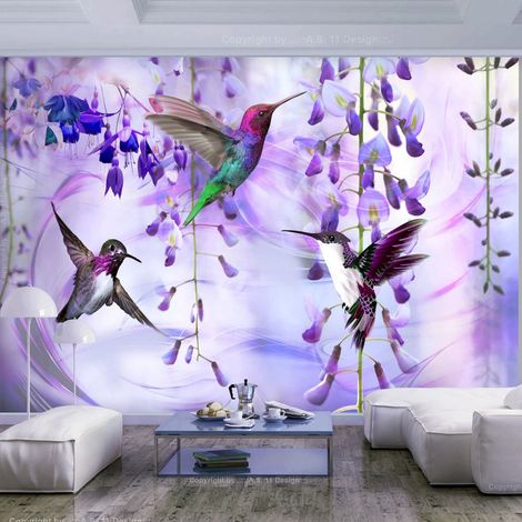 Papier peint adhésif Colibris volants - 147 x 105 cm (1/4)