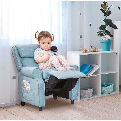Kindersessel verstellbar mit Fußstütze Blau 58x53x70 cm OKMYHOME (1/4)