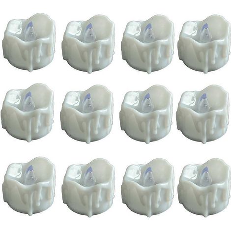 Bougie électronique romantique sans fumée pour 12 fêtes d'anniversaire, petite bougie chauffe-plat - Bouche en forme de vague larmoyante, cœur transparent, 3,7 x 3 cm - Lumière blanc chaud clignotante (1/5)