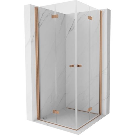 Cabine de douche pliante Mexen Mist-F Duo 90 x 90 cm, transparent, cuivre brossé - 8A6-090L-090P-65-00 (1/5)