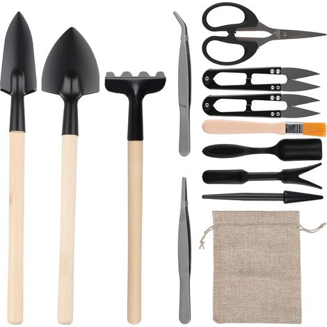 Kit Outils Jardinage 13 Pièces avec Sac de Rangement - Mini Outils de Jardin pour Bonsai, Plantes Succulentes et Entretien d'Intérieur - Kit Jardinage Adulte Complet (1/5)