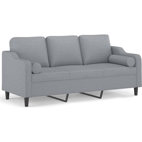 Maison Exclusive - Sofá de 3 plazas con cojines tela gris claro 1