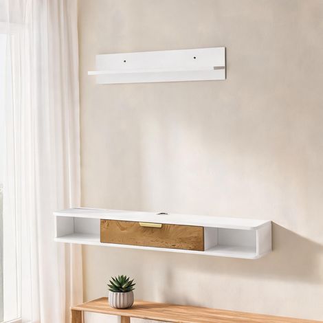 Meuble TV blanc en MDF 120 x 24 x 16 cm (1/5)