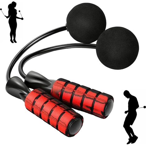Corde à sauter sans fil avec poignées en mousse à mémoire de forme, corde d'entraînement indoor, fitness cardio à domicile (1/5)