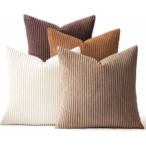 Federa - 45x45 cm - Set da 4 pezzi - Velluto a coste - Adatto per il soggiorno - Stile B (1/5)