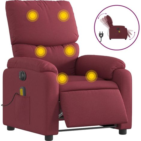 Maison Exclusive - Massagesessel Elektrisch Weinrot Stoff