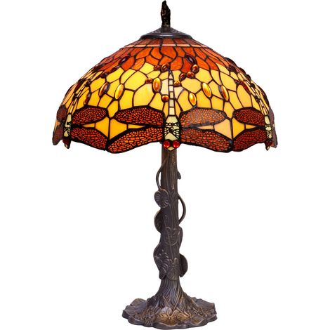 Größere Tischlampe mit geformtem Sockel, Durchmesser 40 cm, Serie Belle Amber