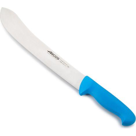 Coltello da macellaio Arcos Colore - Prof 292823 acciaio inox Nitrum e mango ergonomico blu Polipropilene e 30 cm di lama, espositore di copertura