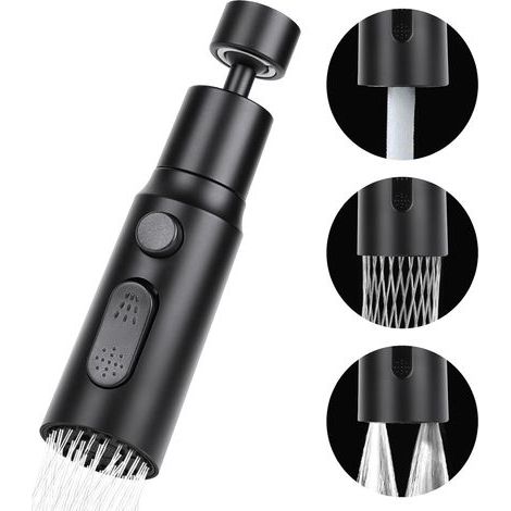 Douchette Evier Cuisine Robinet 360 Degres, 3 Modes Embout Robinet Cuisine avec Aerateur, Mitigeur Evier Cuisine Tete de Robinet Rotative, Adaptateur Robinet Universal Orientable(Noir) (1/5)