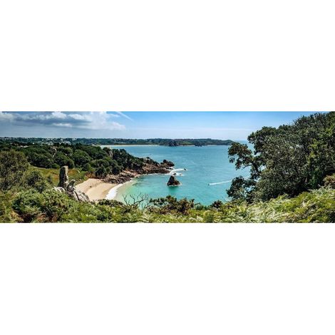 Tableau sur toile vue plage de Jersey 30x97 cm - Impression sur Toile Murale Décorative - Image imprimée en HD sur Toile - Toile sur Châssis en Bois FSC - Fabriqué en France (1/4)
