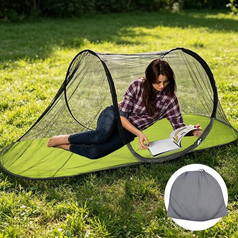 Faltbares Reise-Moskitonetz zum Aufklappen – 200 x 72 x 70 cm – 360°-Schutz – 210D Oxford-Gewebe und Fiberglas – für Camping, Reisen und den Innenbereich – wasserdicht und sofort einsatzbereit (Grün) (1/5)