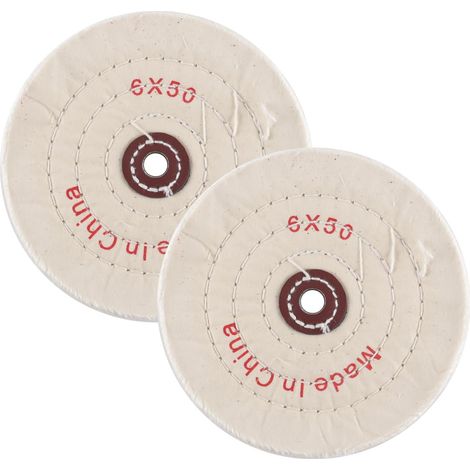 Lot de 2 disques de polissage de 6 pouces (144 mm) pour meuleuse d'établi avec trou de 1/2" (12 mm) pour bois, métal, jade, bijoux, perceuse, polissage (1/5)