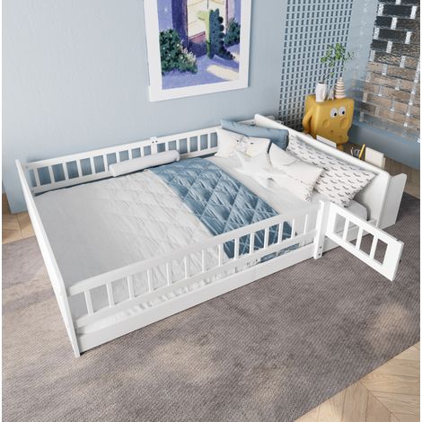 Cama infantil con almacenaje y puerta abatible blanca OKMYHOME (1/5)