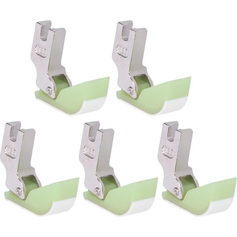 Lot de 5 pieds-de-biche pour machine à coudre industrielle, plats, en coton, en acier inoxydable et en plastique, accessoires (1/5)