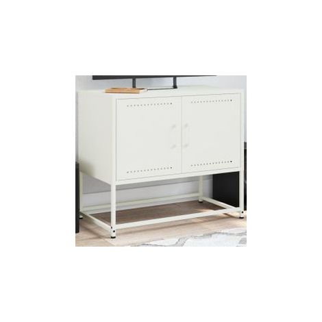 Meuble TV blanc 68,5x39x60,5 acier (1/5)