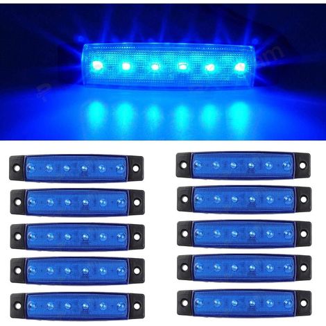 Set mit 10 Stück 9,7 cm 6 weiße LED-Seitenmarkierungsleuchten für Anhänger, LKWs, Taxis, Wohnmobile, hintere Seitenpositionsleuchten (1/5)