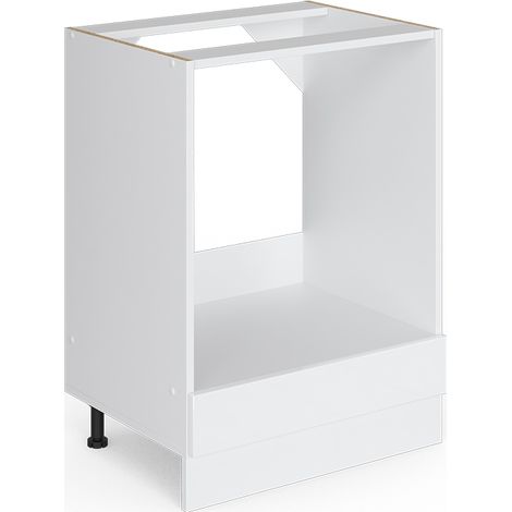 Base universale R-Line, Bianco lucido, 60 cm con grande nicchia, senza piano di lavoro, Vicco