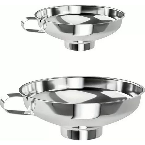 2-Pack Entonnoirs de Remplissage, Grand et Petit Modèle pour Bocaux Mason, Idéal pour Liquides, Huile et Aliments Secs - Acier Inoxydable (1/5)